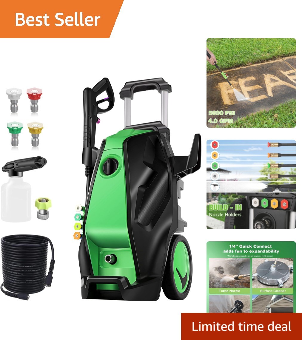 Compact Electric Pressure Washer 5000 PSI & 33 FT Hose – Ideal for Home Cleaning
