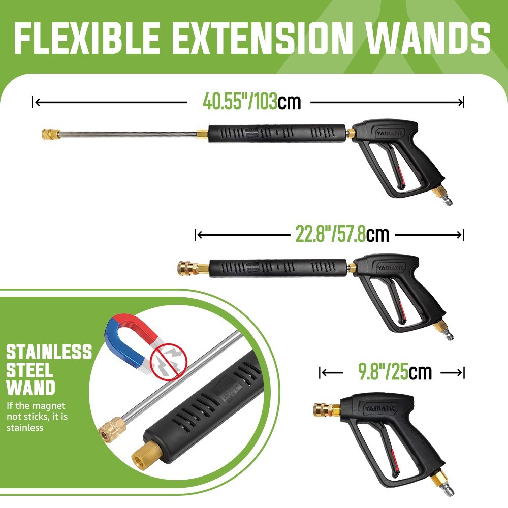 YAMATIC 4000 PSI Pressure Washer Gun and Rubber Power Washer Hose Kit, 50/100 FT