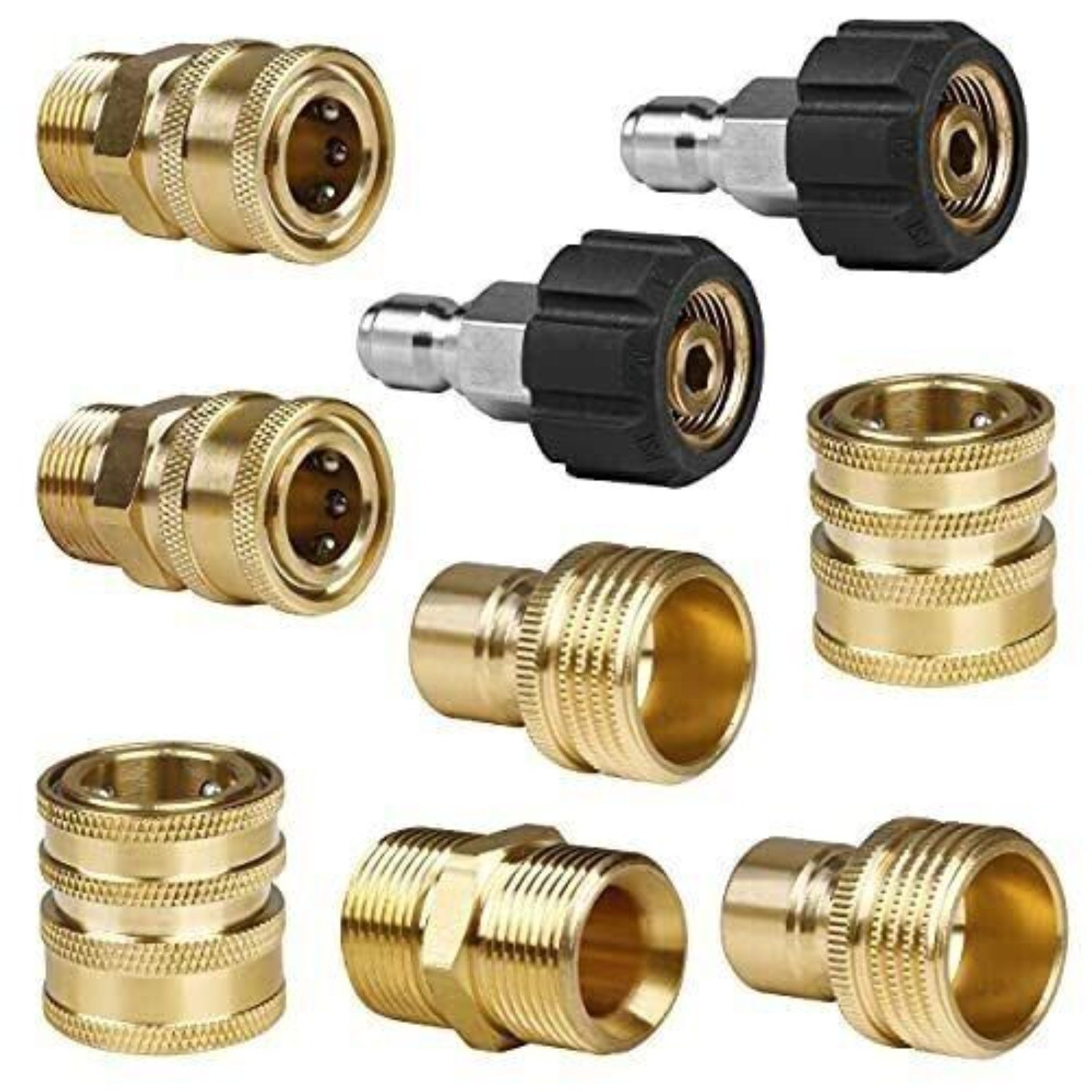 9Pc Pressure Washer Adapter Set Quick Disconnect Kit M22 Swivel to 3/8” Connect