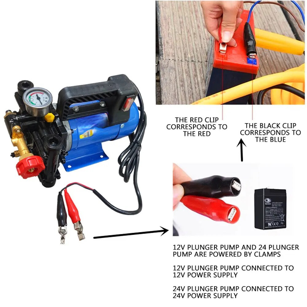 Portable Plunger Pump 200W12V/24V/48V/60V/220V Electric Sprayer Double Cylinder