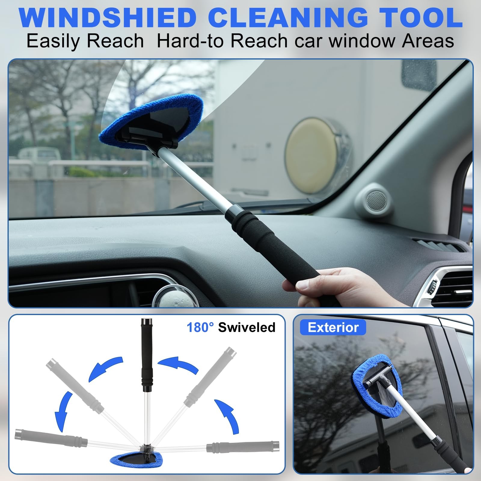 Viewsun Windshield Cleaner Tool, 14Pcs Car Interior Cleaning 14 PCS, Blue