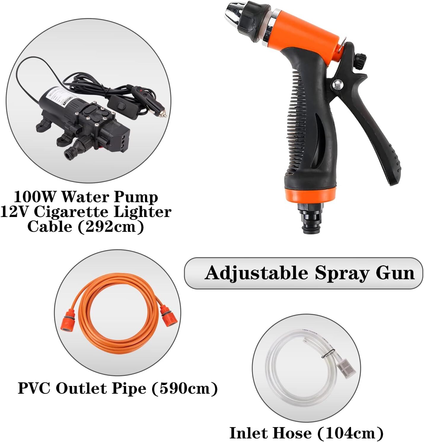 160PSI Washdown Wash Pump Kit Electric DIY Car Washer Cleaner Sprayer 12V Tool