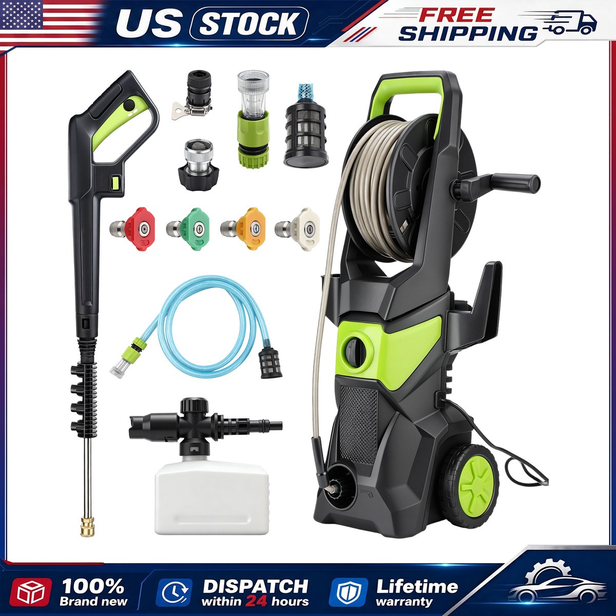 Electric Power Washer 5000 PSI 3.2 GPM Pressure Washer with 52FT Hose,nozzle