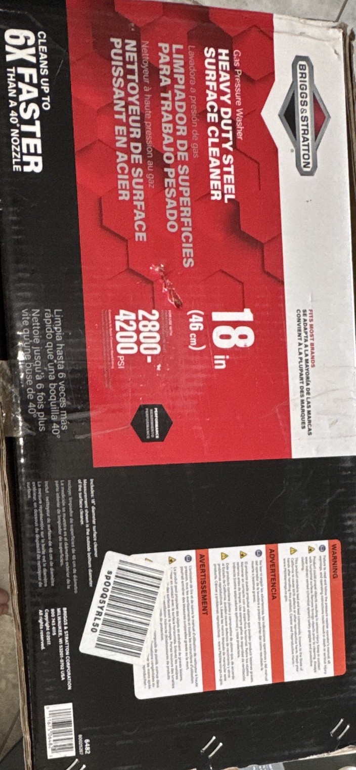 Briggs & Stratton 18in Steel Surface Cleaner Quick Connect 4200 PSI 6428