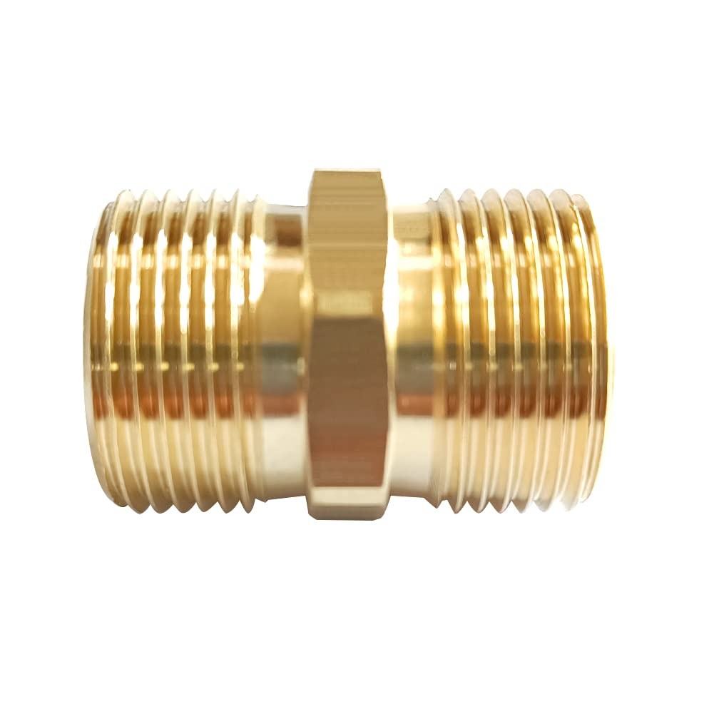 2 PCS Brass M2214mm Male To Male Thread Hex Nipple Coupler 5000PSI Joint