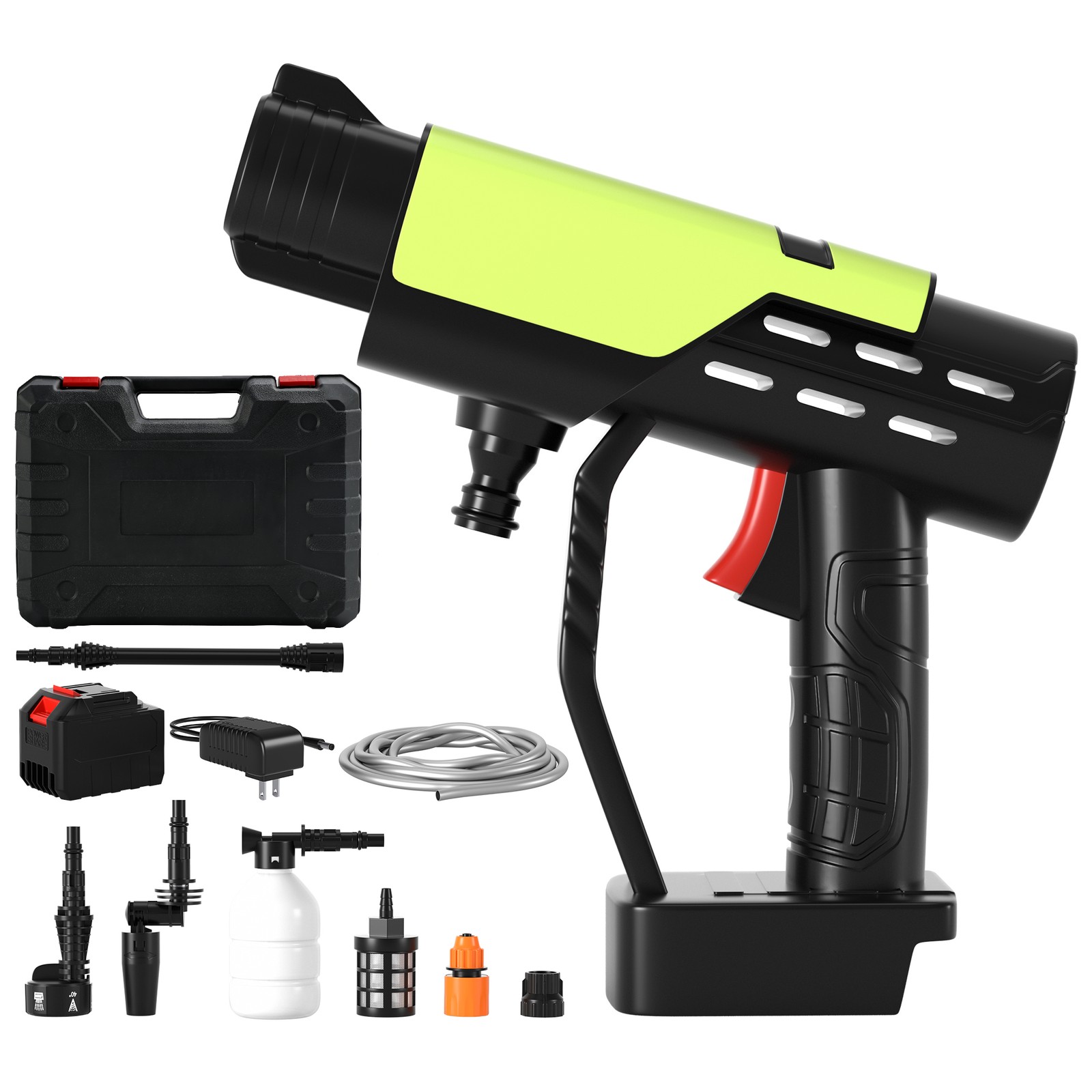 6in1 Cordless Electric High Pressure Water Spray Gun W/ 3 function levers