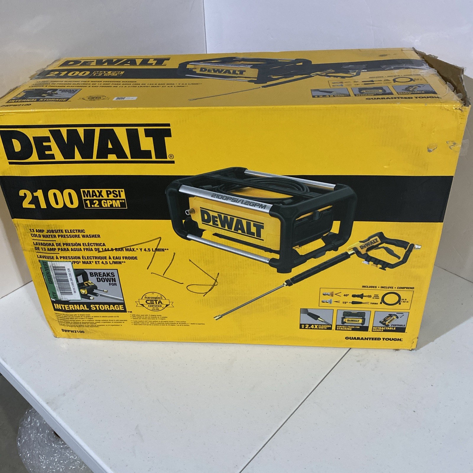 DeWALT DWPW2100 2,100 PSI Electric Cold Water Pressure Washer