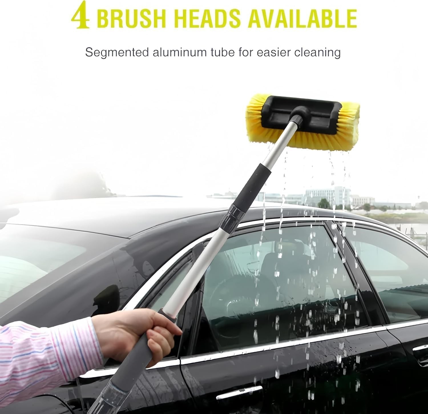 62″ Car Wash Brush with Long Handle Soft Bristle 62 inches, Yellow