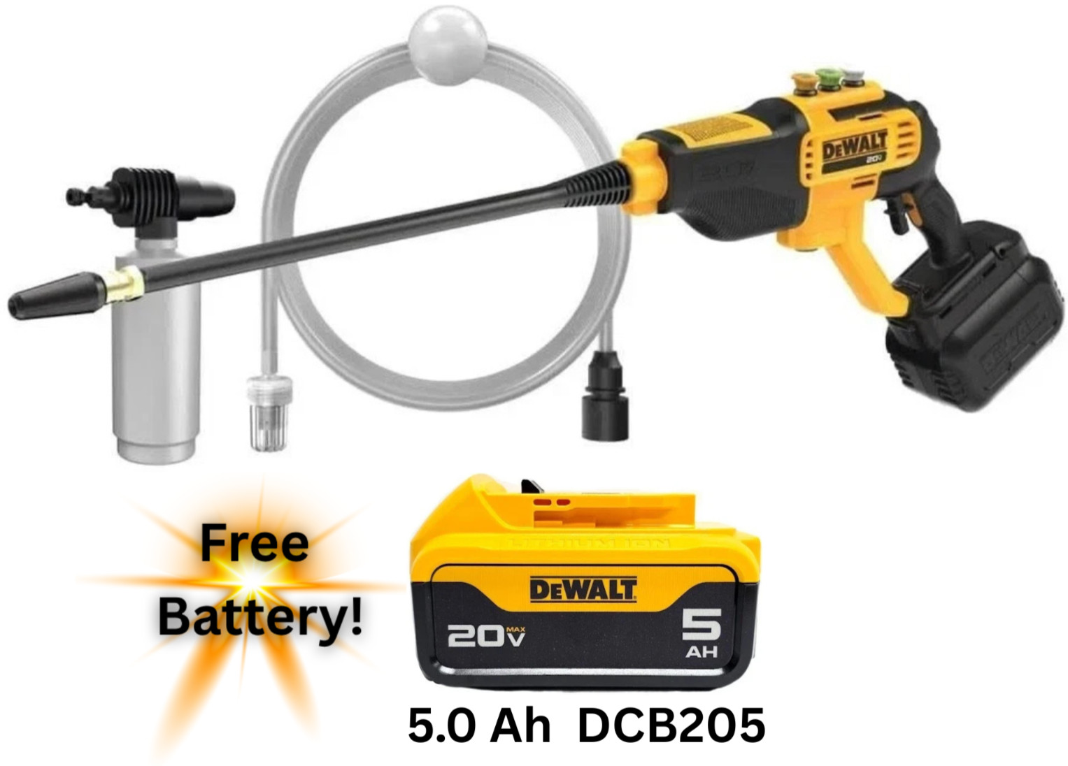 DEWALT DCPW550B 20V 550 PSI Power Cleaner Pressure Washer Free 5.0 Battery
