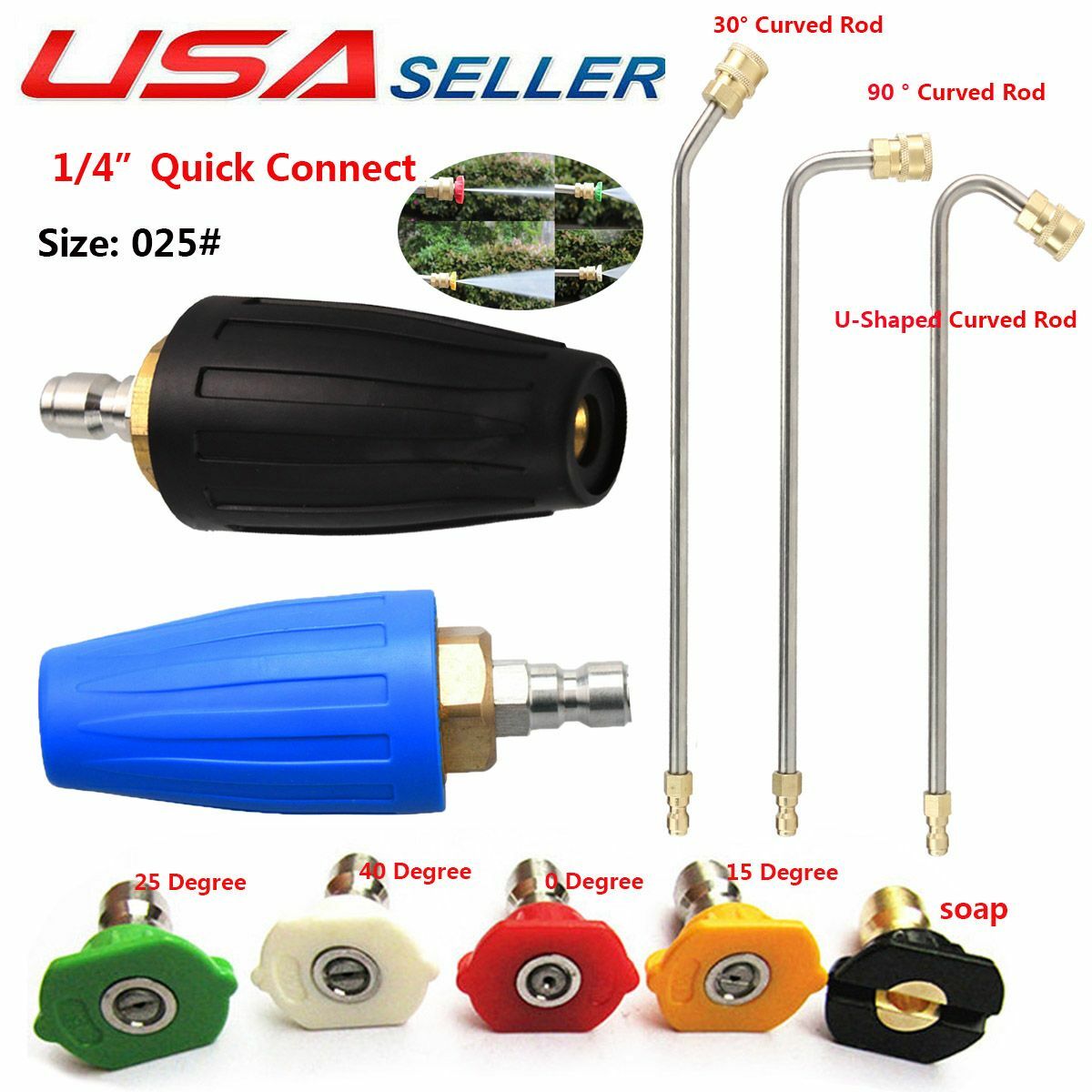 High Pressure Washer Extension Wand turbo nozzle 1/4″ Quick Connect Spray Nozzle