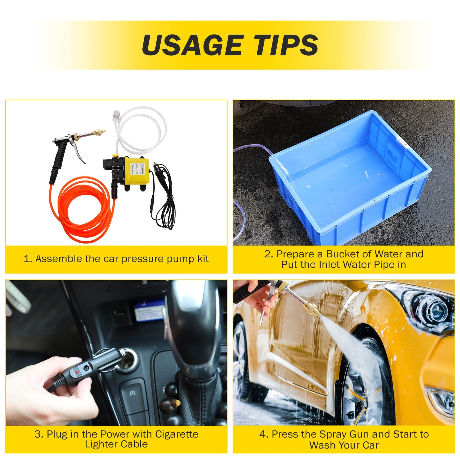 12V 120W Dual Pump 200PSI Super Pressure Car Yard Electric Wash Gun Power Washer