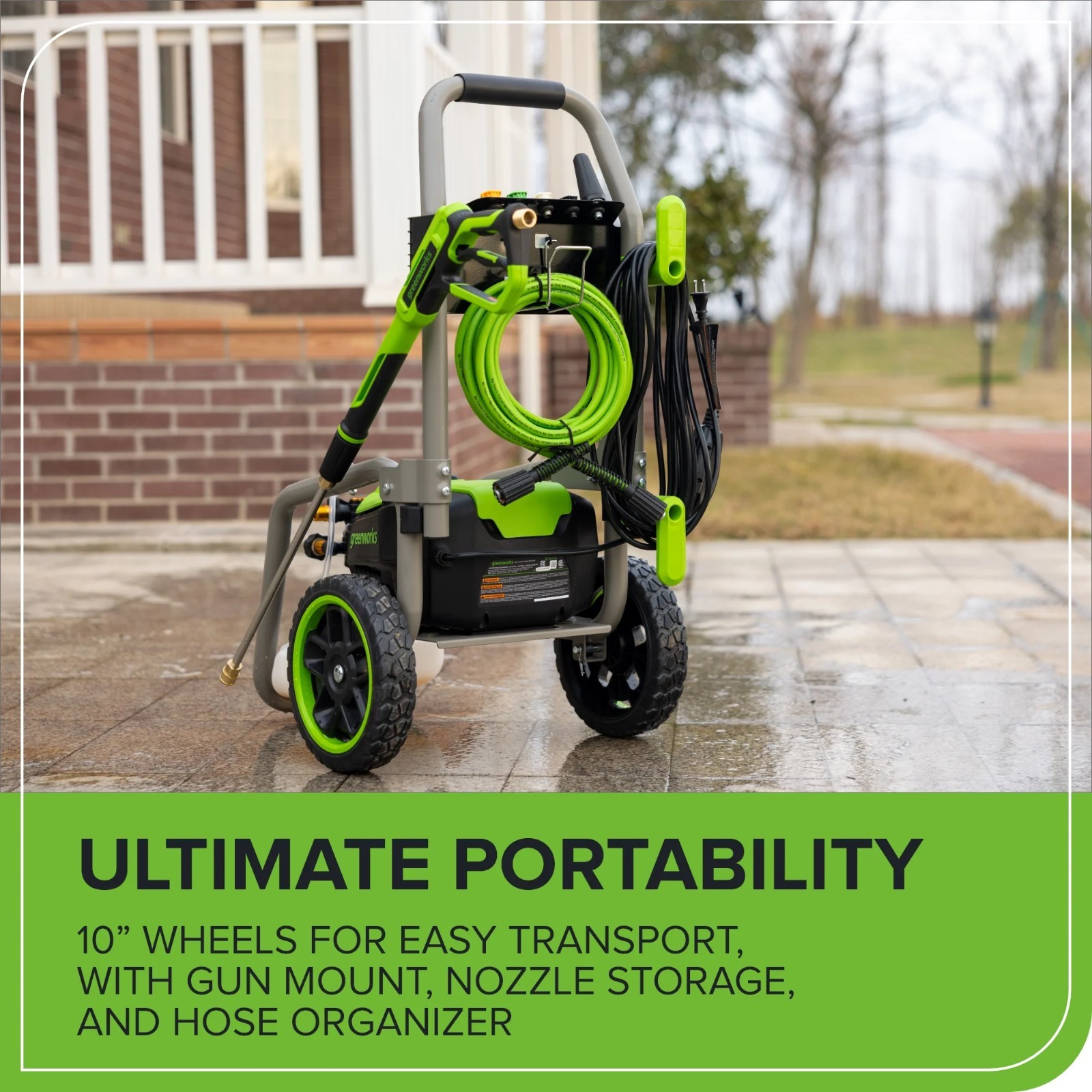 Greenworks 3000 PSI Electric Pressure Washer 25Ft Hose 35Ft Cord w/5 Nozzles