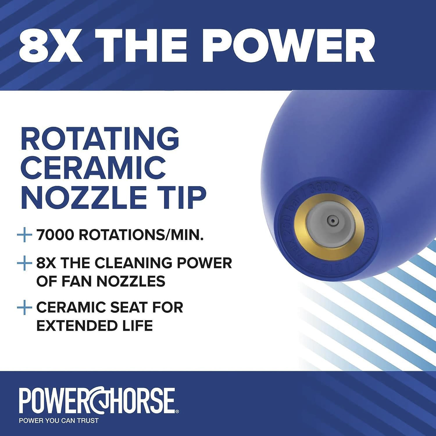 Powerhorse Pressure Washer Rotating Power Turbo Nozzle, Industrial Grade Ceramic