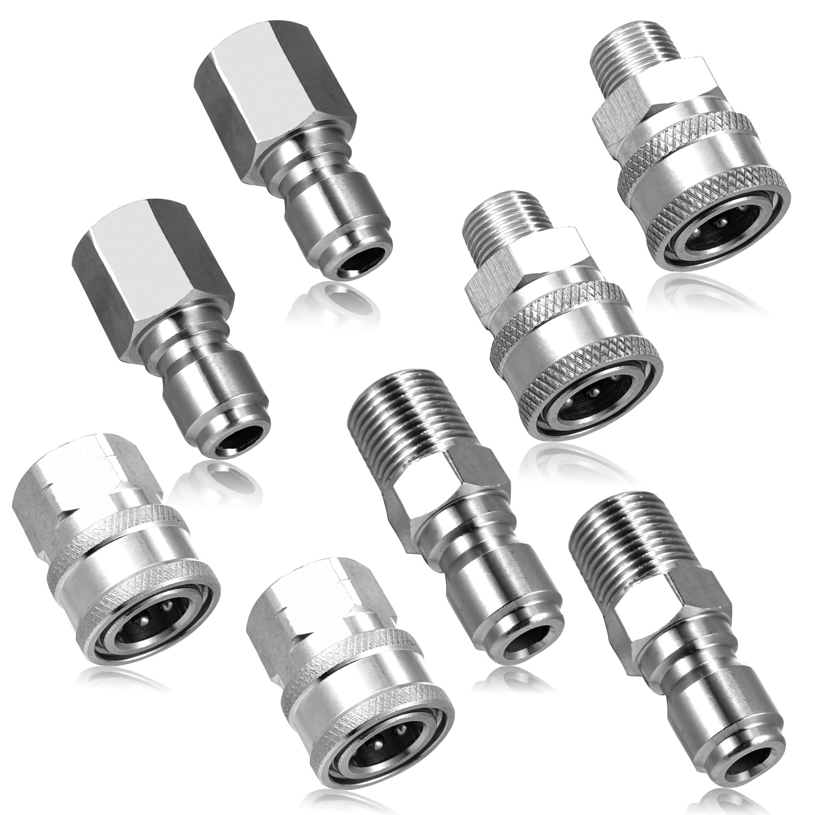 4 Sets NPT 3/8 Inch Pressure Washer Coupler Quick Connect Plug Stainless Stee…