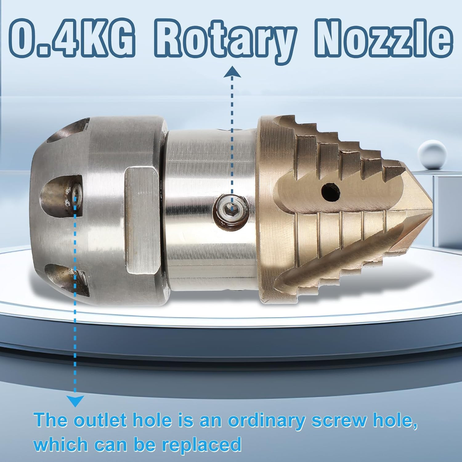 3/8 NPT Sewer Jetter Nozzle 360 Rotating Stainless Steel Pressure Washer 40 L Mi