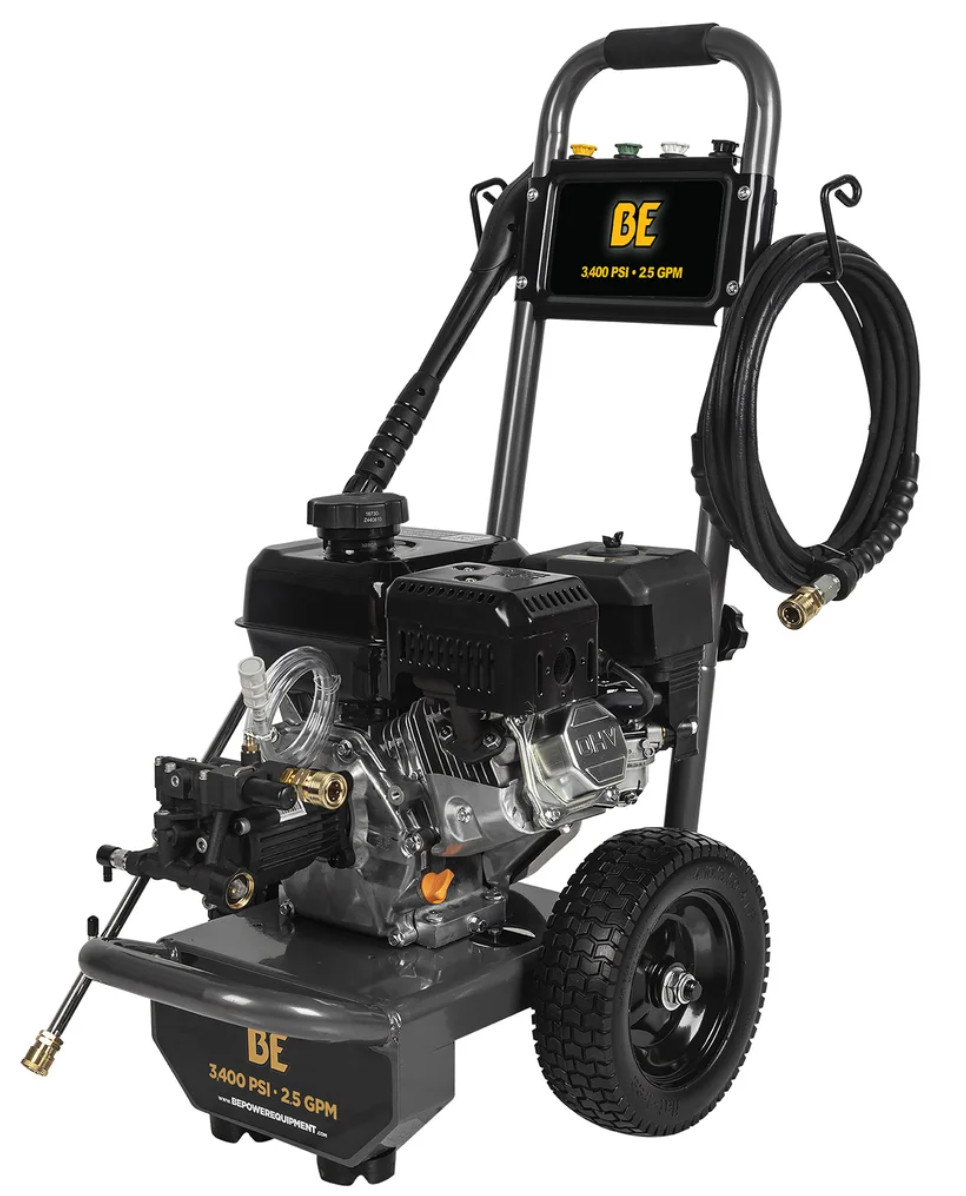 BE Power 3400 PSI 2.5 GPM Gas Pressure Washer 223cc Cold Water Axial Pump
