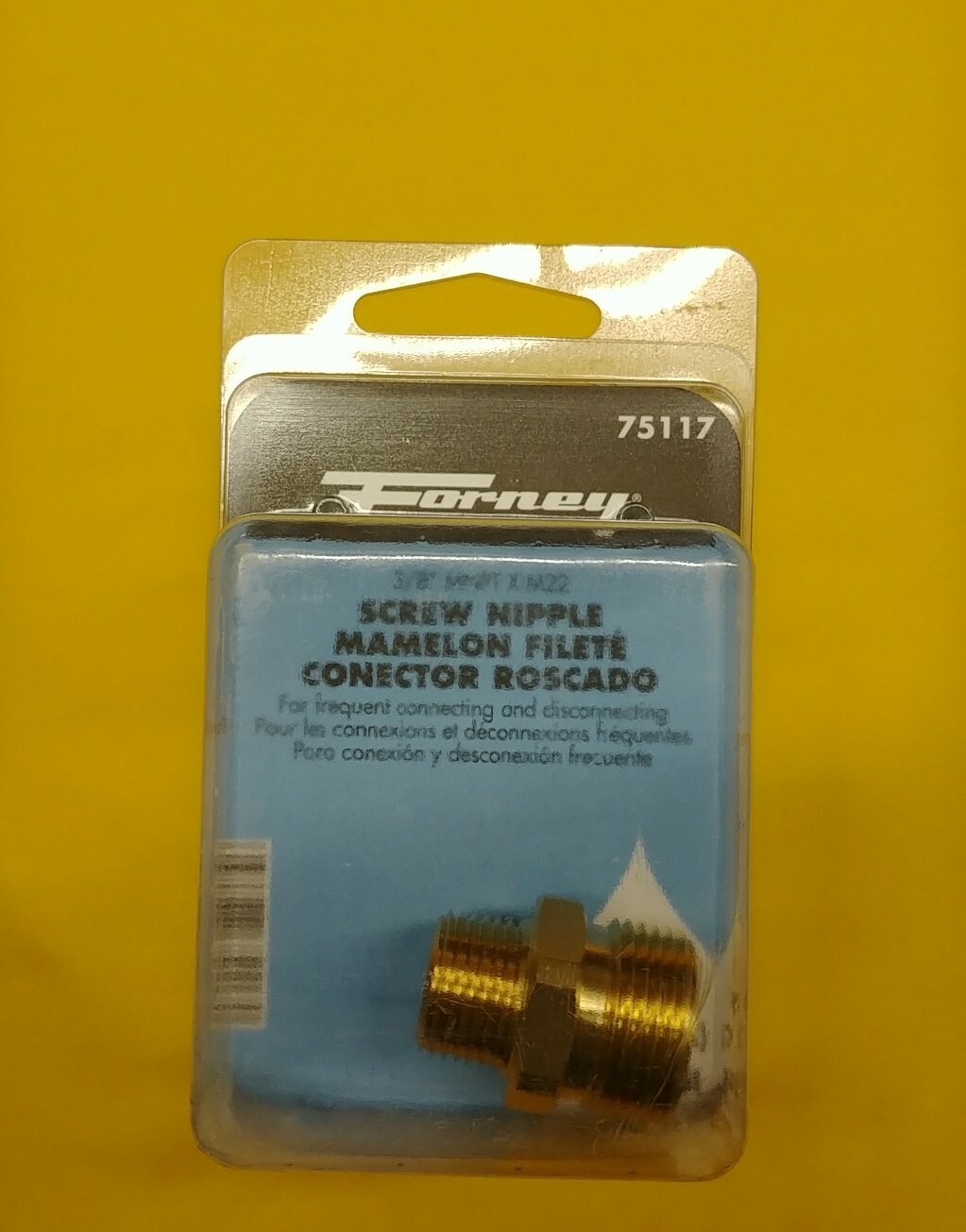 Forney Pressure Washer Screw Nipple, M22M to 3/8″ MALE 5800 psi Brass 75117 New