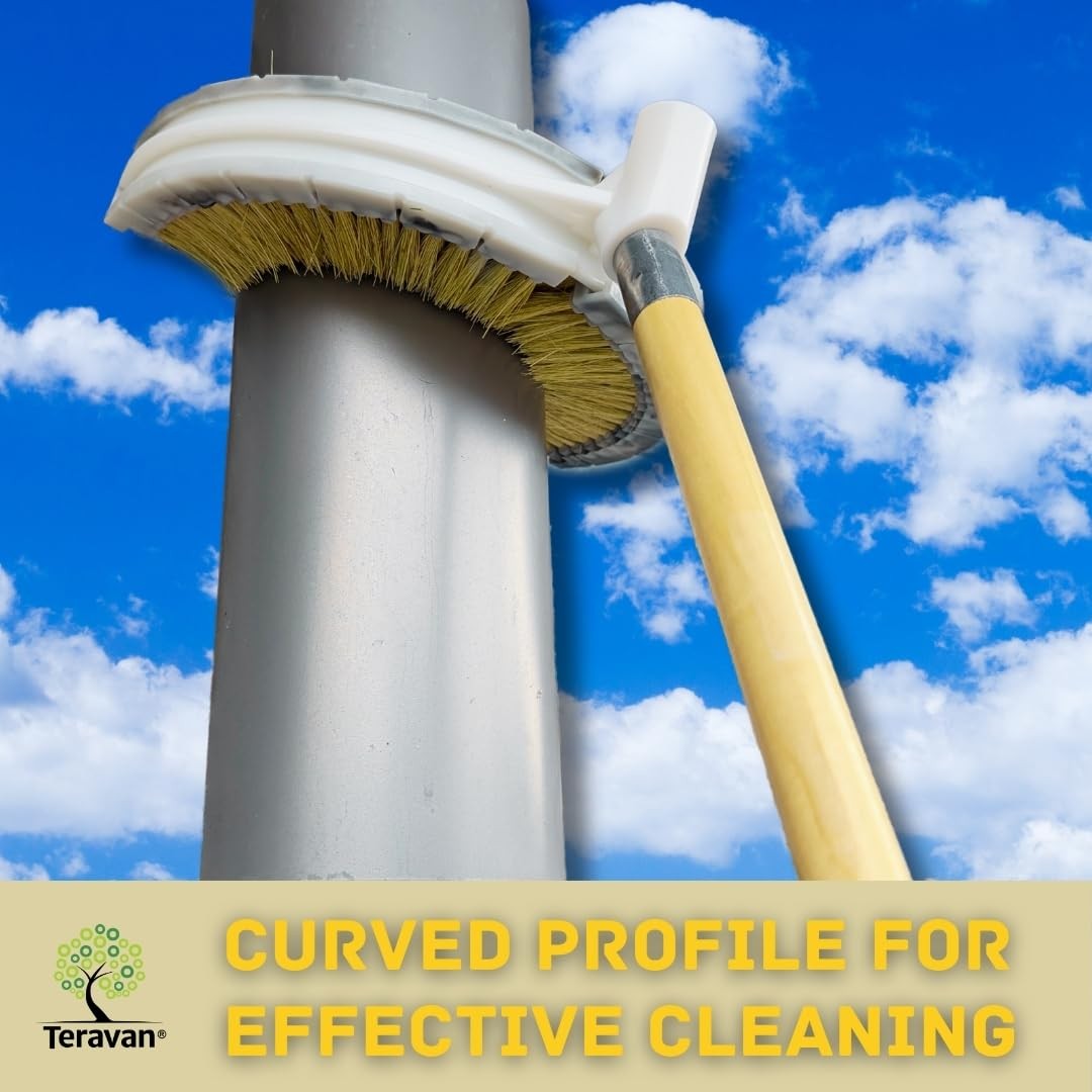 Teravan Curved Wash Brush for Exhaust Stack Pipes with Natural 8″-10″, Yellow