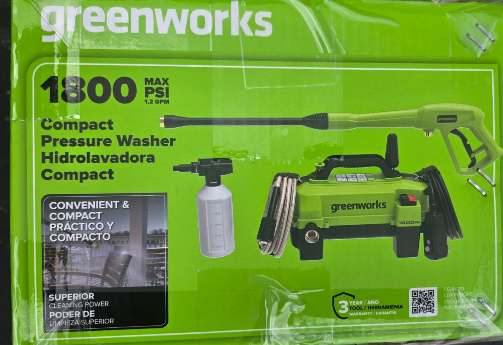 Greenworks 1800 PSI (1.2 GPM) Electric Pressure Washer NEW