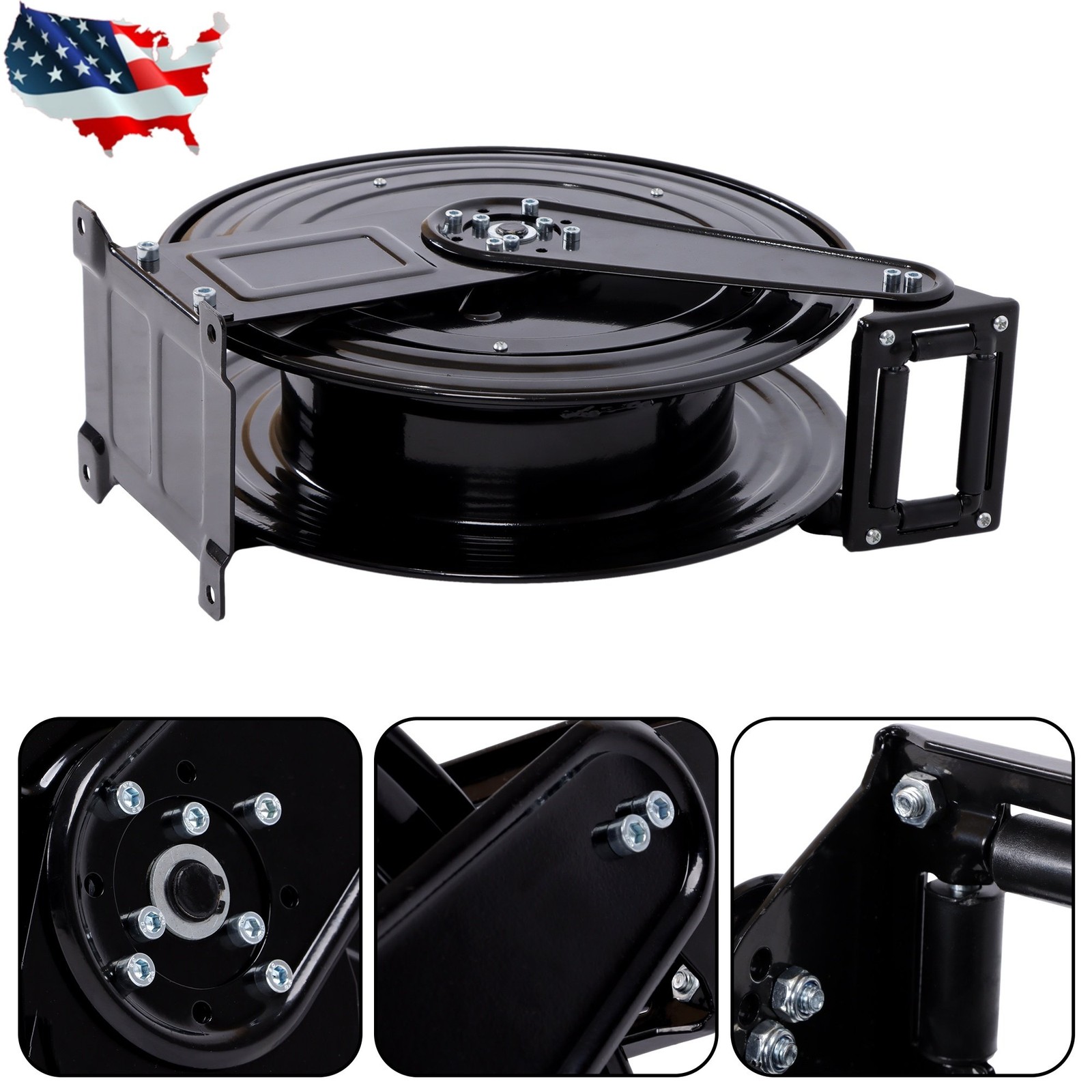 50FT with Swivel Arm Pressure Washer Hose Reel 3/8″ NPT Outlet Pipe 4000 PSI