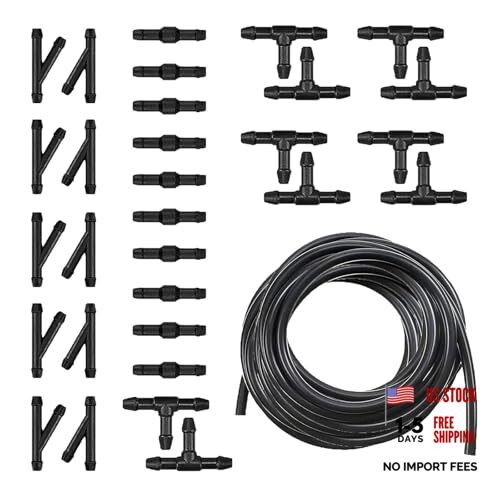 30 PCS Windshield Washer Hose Kit, 13.1Ft Flexible Rubber Tubing with T-Type Y