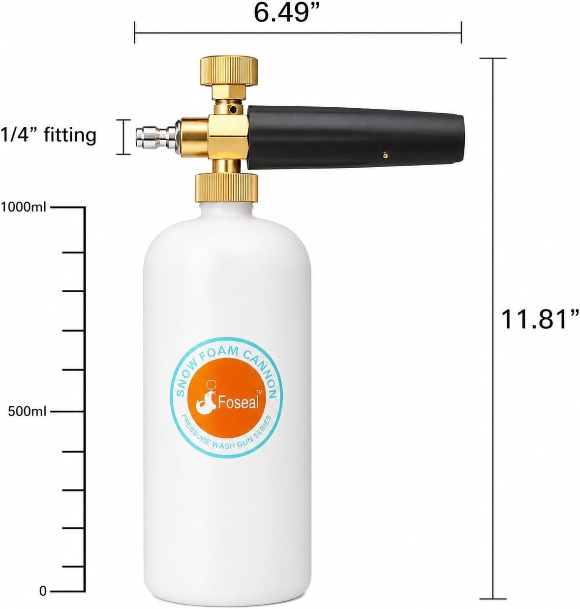 Adjustable Snow Foam Cannon with Brass Nozzle – 1L Power Cleaning Solution
