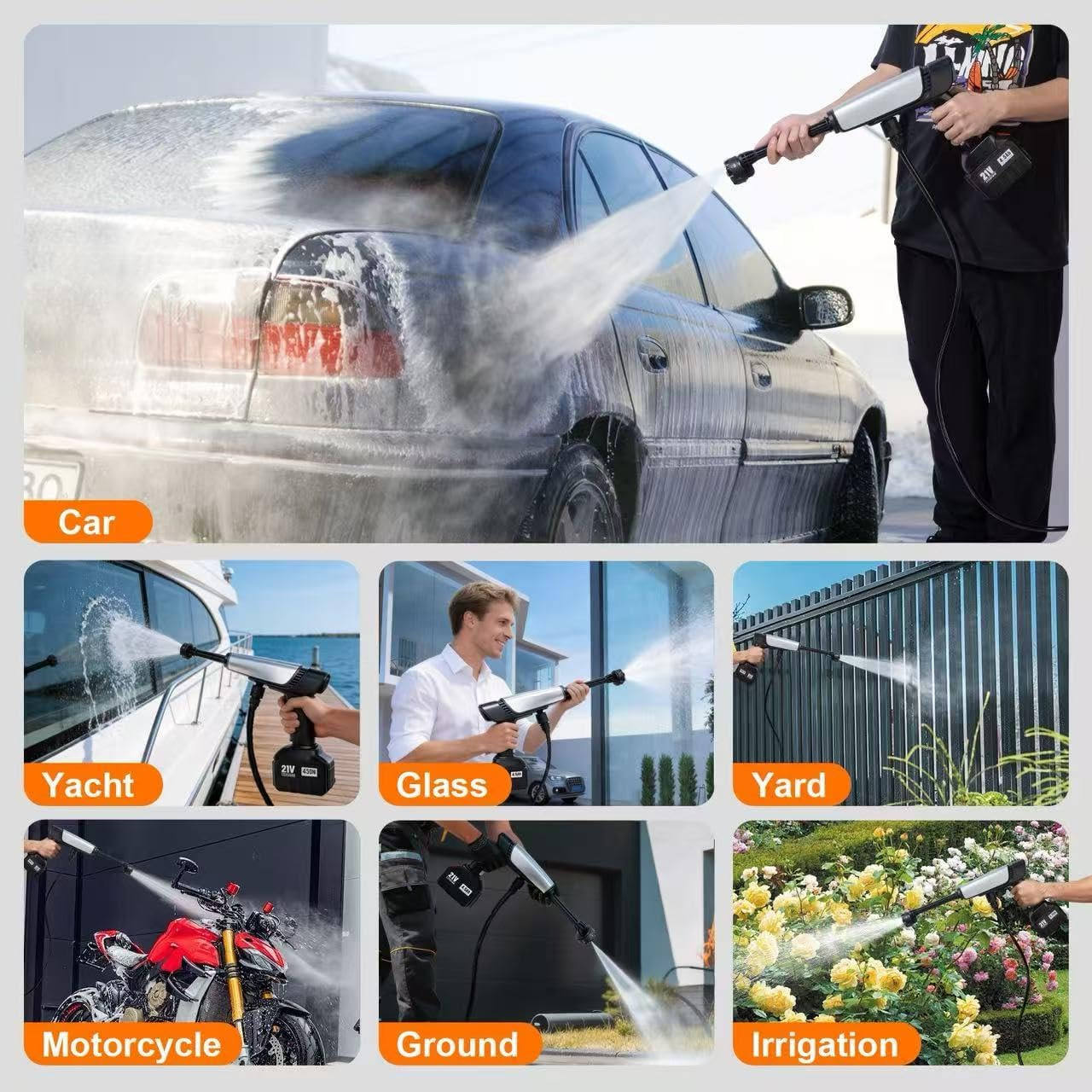 Cordless Pressure Washer Battery Powered,Portable Power Washer with 2Pcs 4.5Ah 2