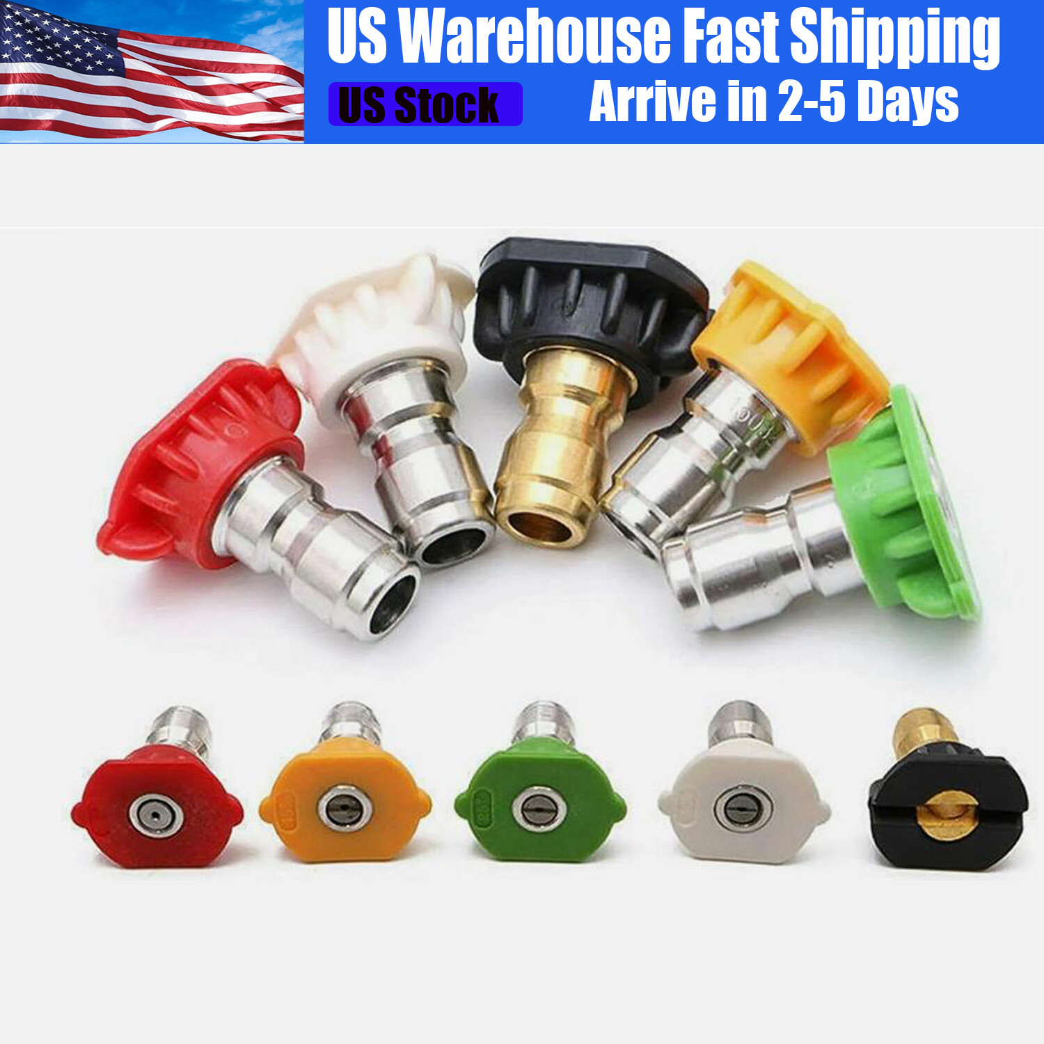 Pressure Washer Spray Tips Nozzles High Power Kit Quick Connect 1/4″ 5pcs/Set