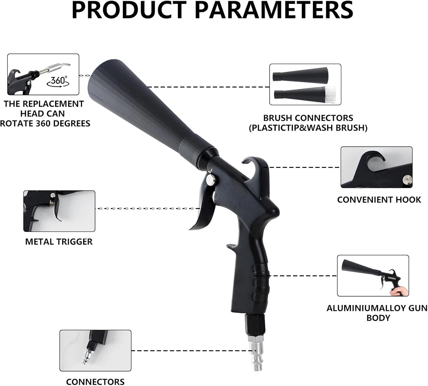 Tornado Detailing Car Cleaning Gun with Metal Nozzle | Interior Drying Air Gun |