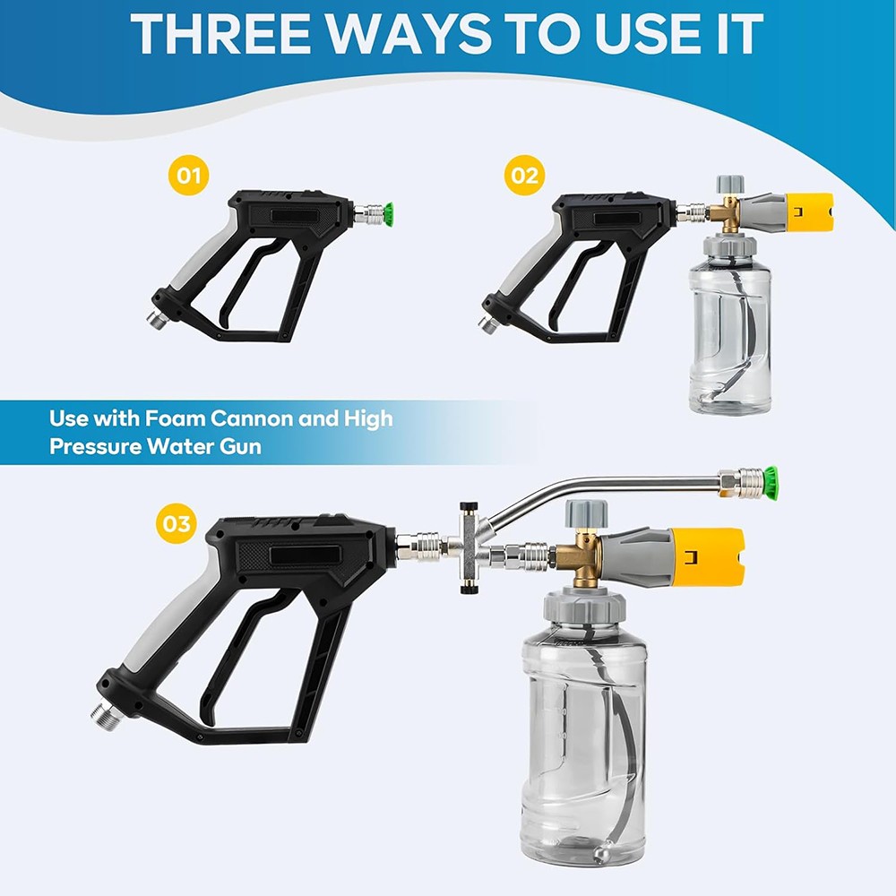 Foam Cannon Dual Connector Pressure Washer Foam Blaster 1/4″” Lance Nozzle NEW