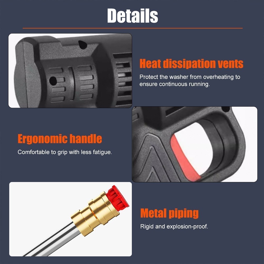 500W Cordless Water Spray Gun Portable High Pressure 50BAR Car Washer Cleaner
