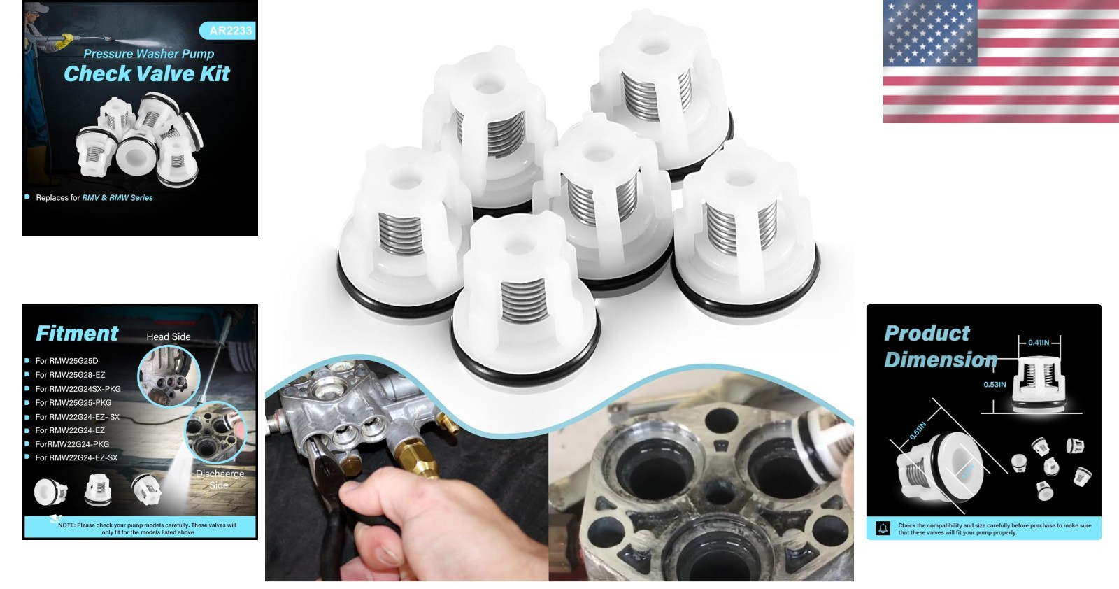 Durable AR2233 Pressure Washer Check Valve Kit – 6 Pack for 70-0409 and 200344GS