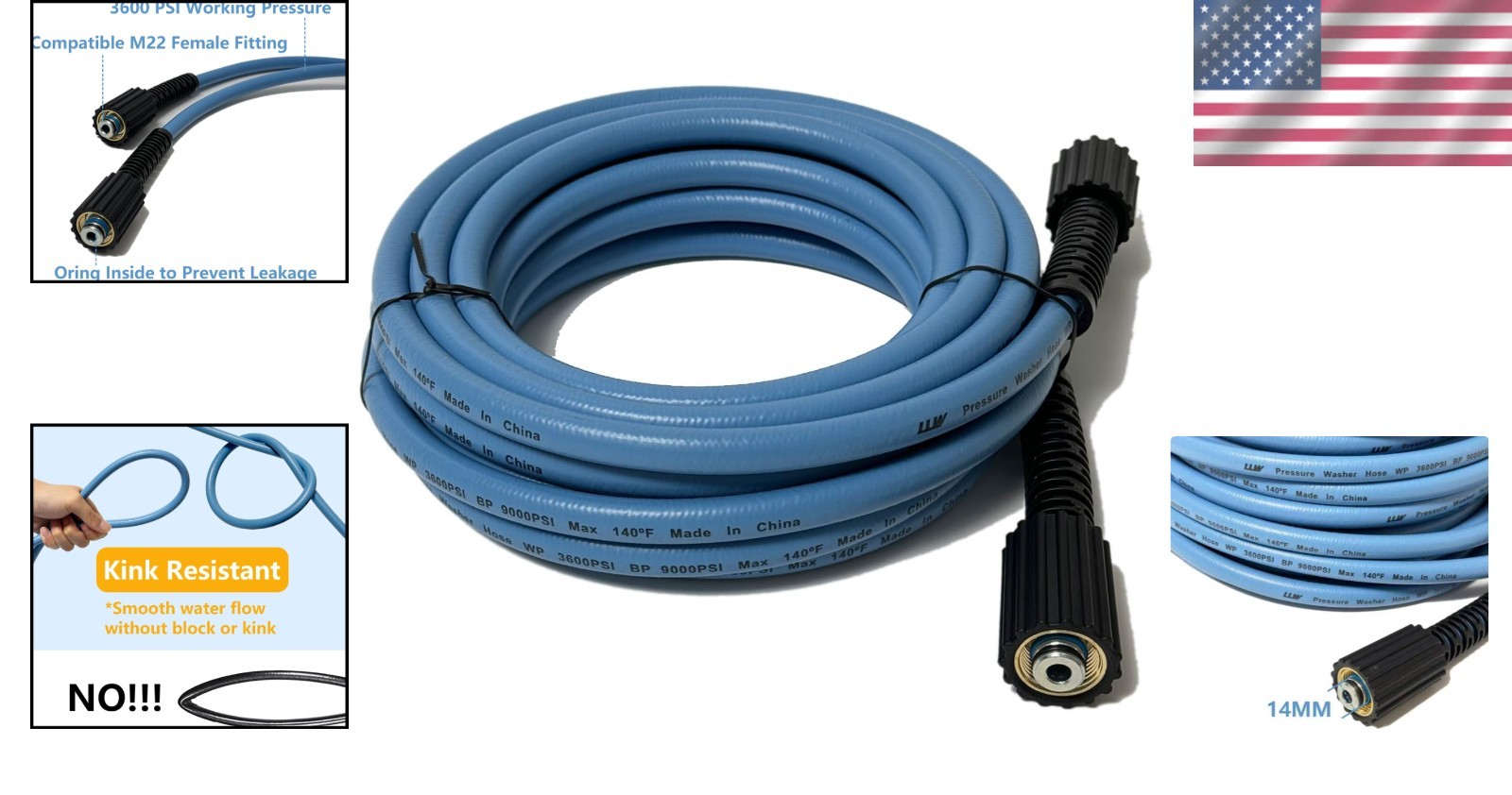 Durable 25FT 1/4-inch Pressure Washer Hose – 3600PSI Compatible with All Brands