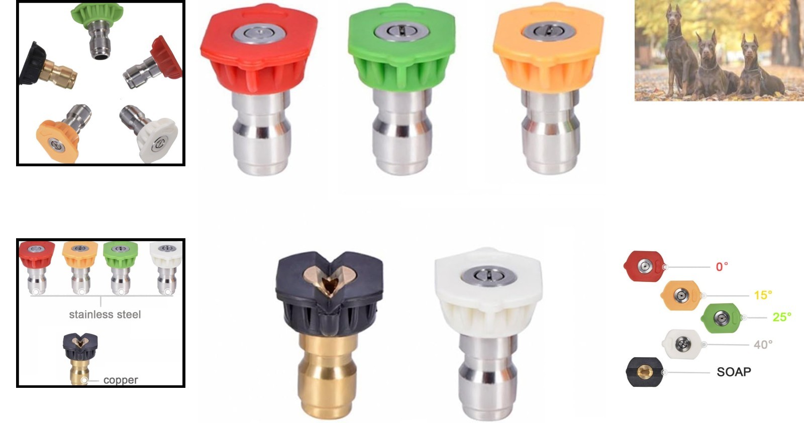5-Piece Pressure Washer Nozzle Set, Durable Brass & Stainless Steel, 4000 PSI