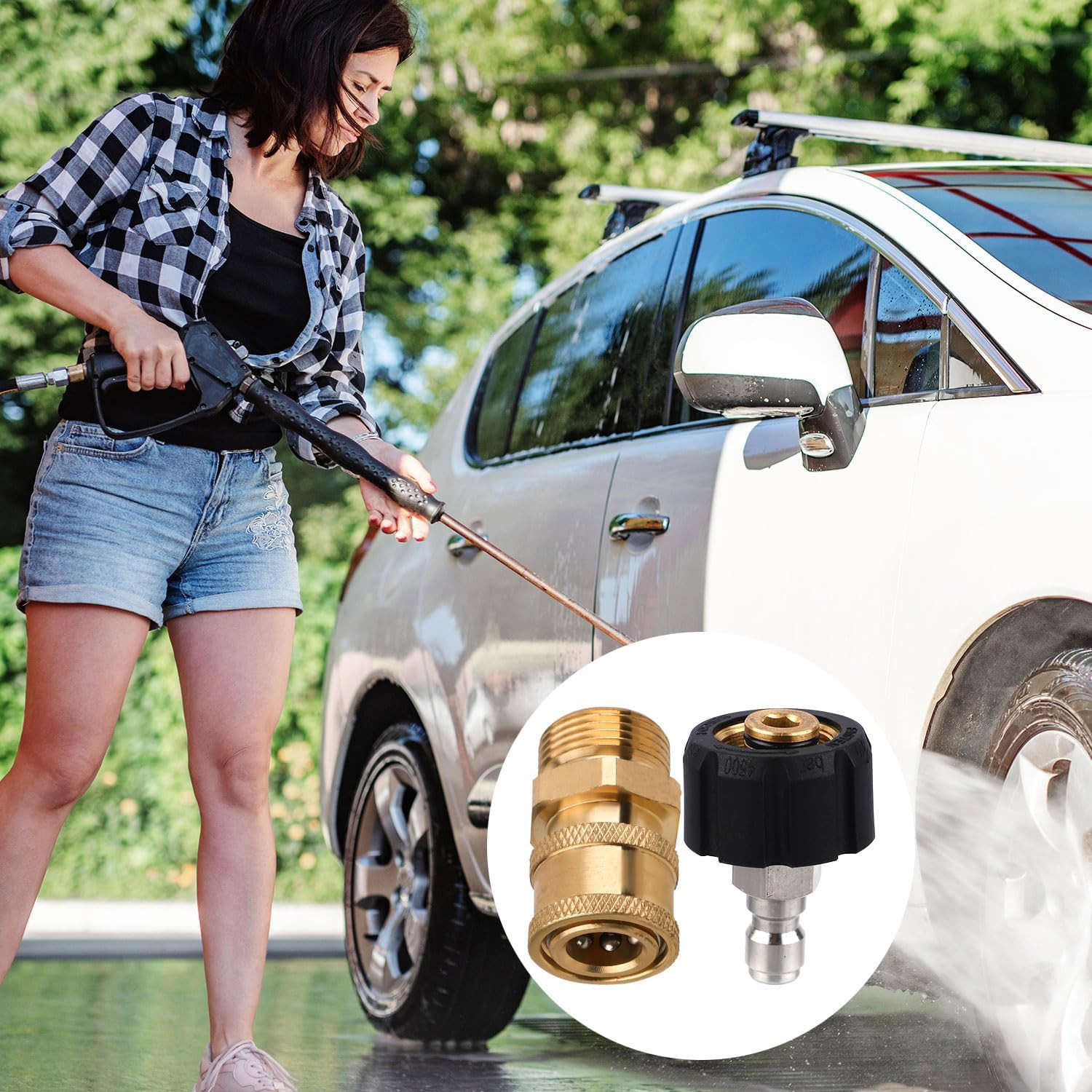 Pressure Washer Adapter Set – M22 to 1/4″ Quick Connect Fittings 2Pcs