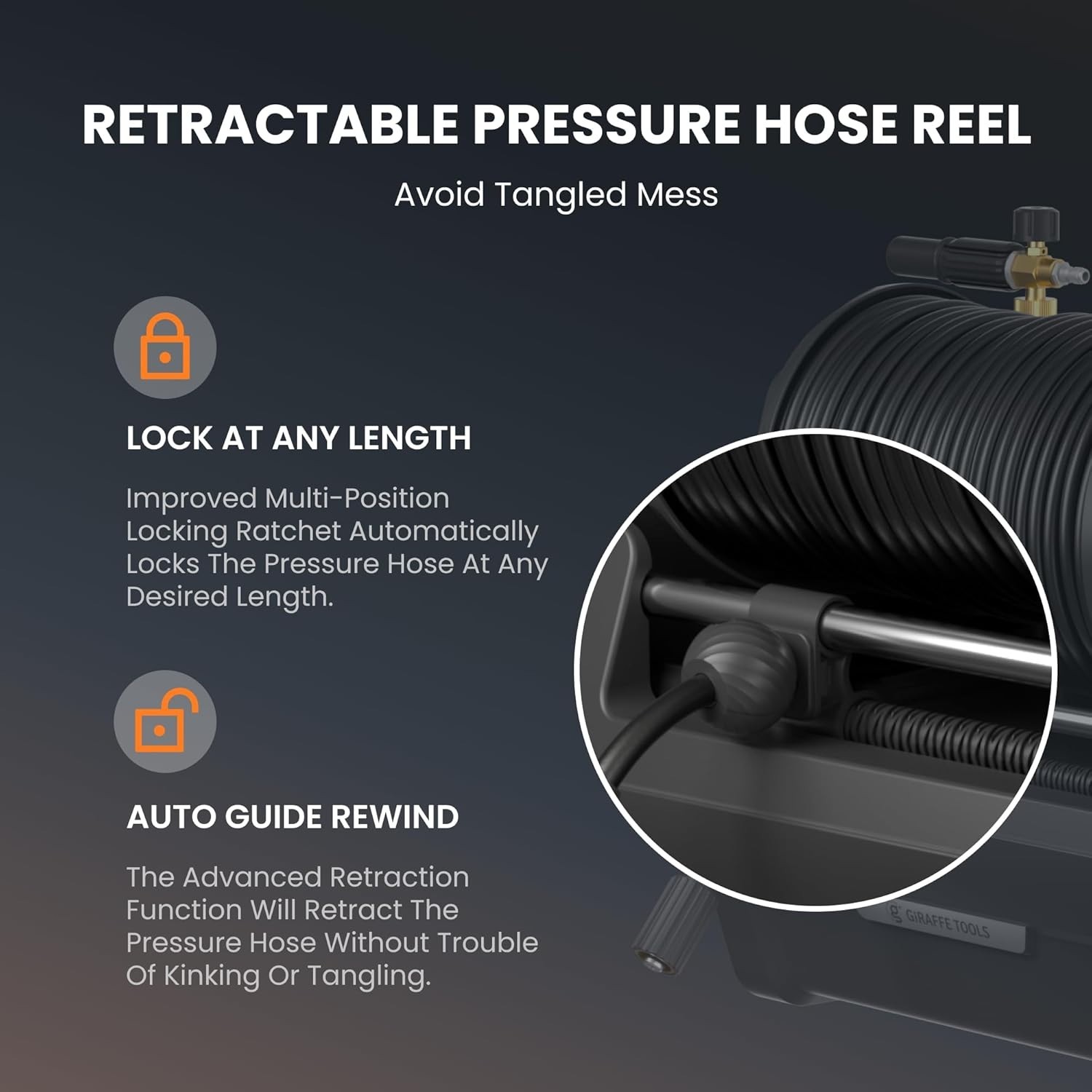Giraffe Tools 2.0 GPM Electric Power Pressure Washer, Wall Mounted Max 2400 PSI