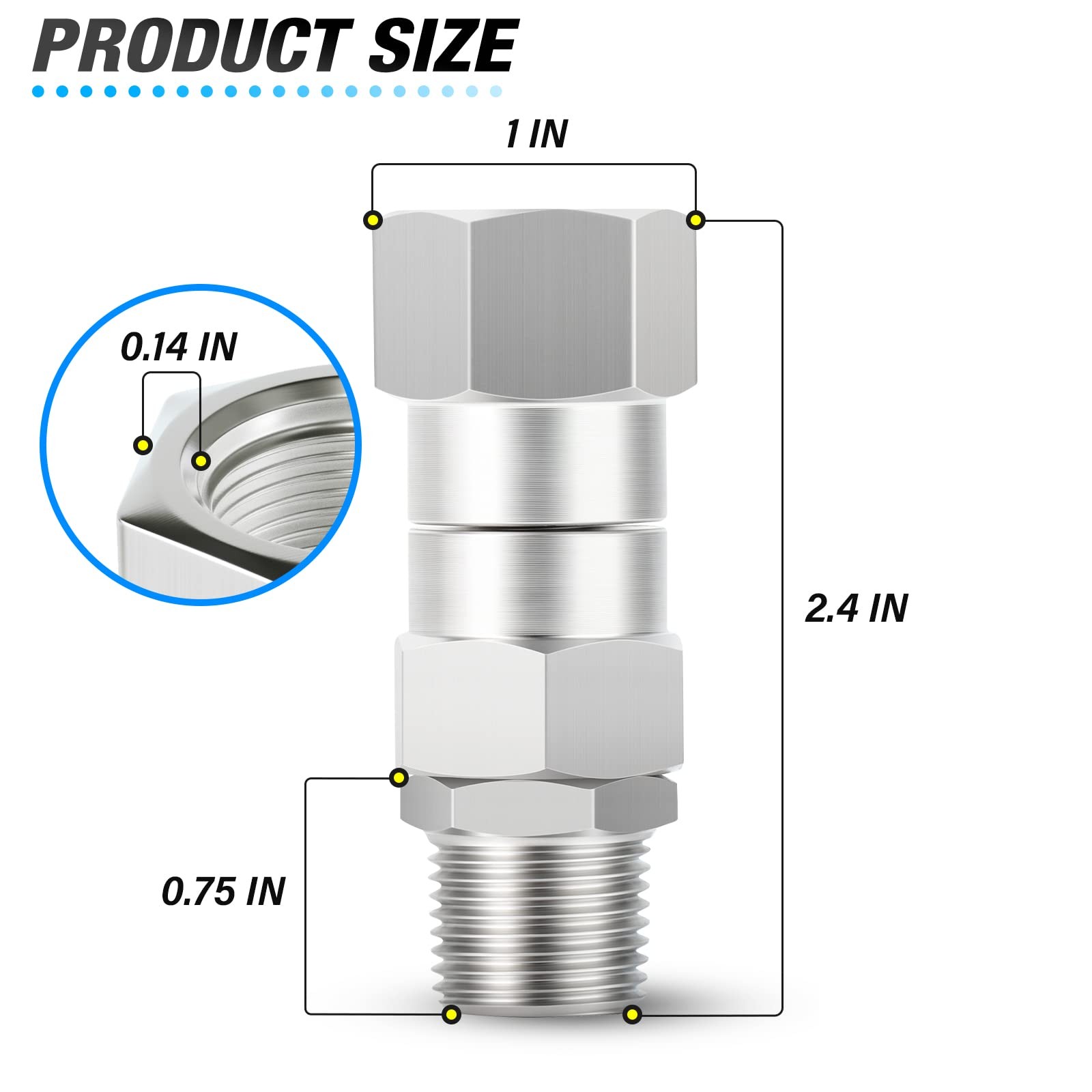 Pressure Washer Swivel, 3/8 Inch NPT Male Thread Fitting, Stainless Steel, Ki…