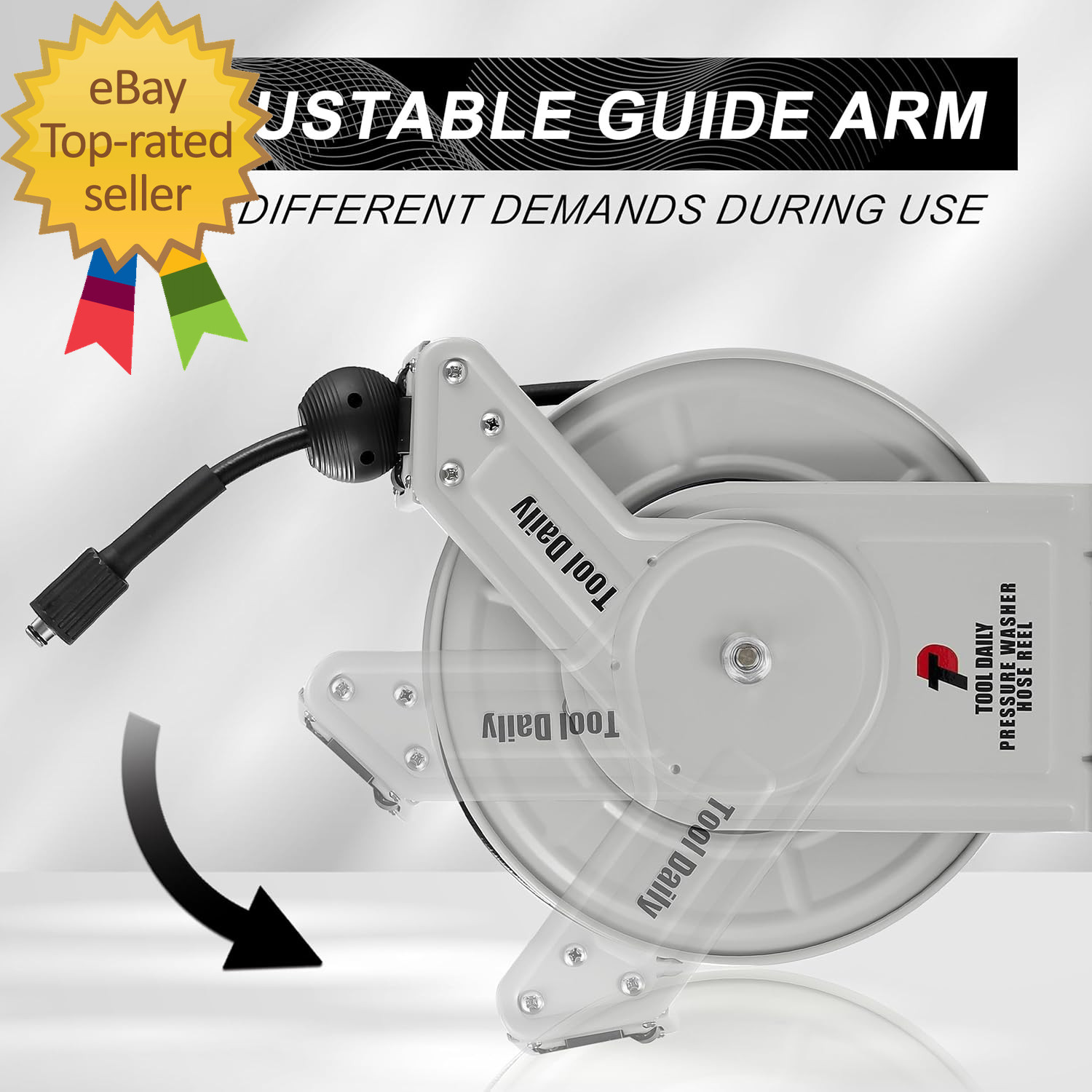 Retractable Pressure Washer Hose Reel 60 FT X 1/4”, Heavy Duty Power Washer Hose