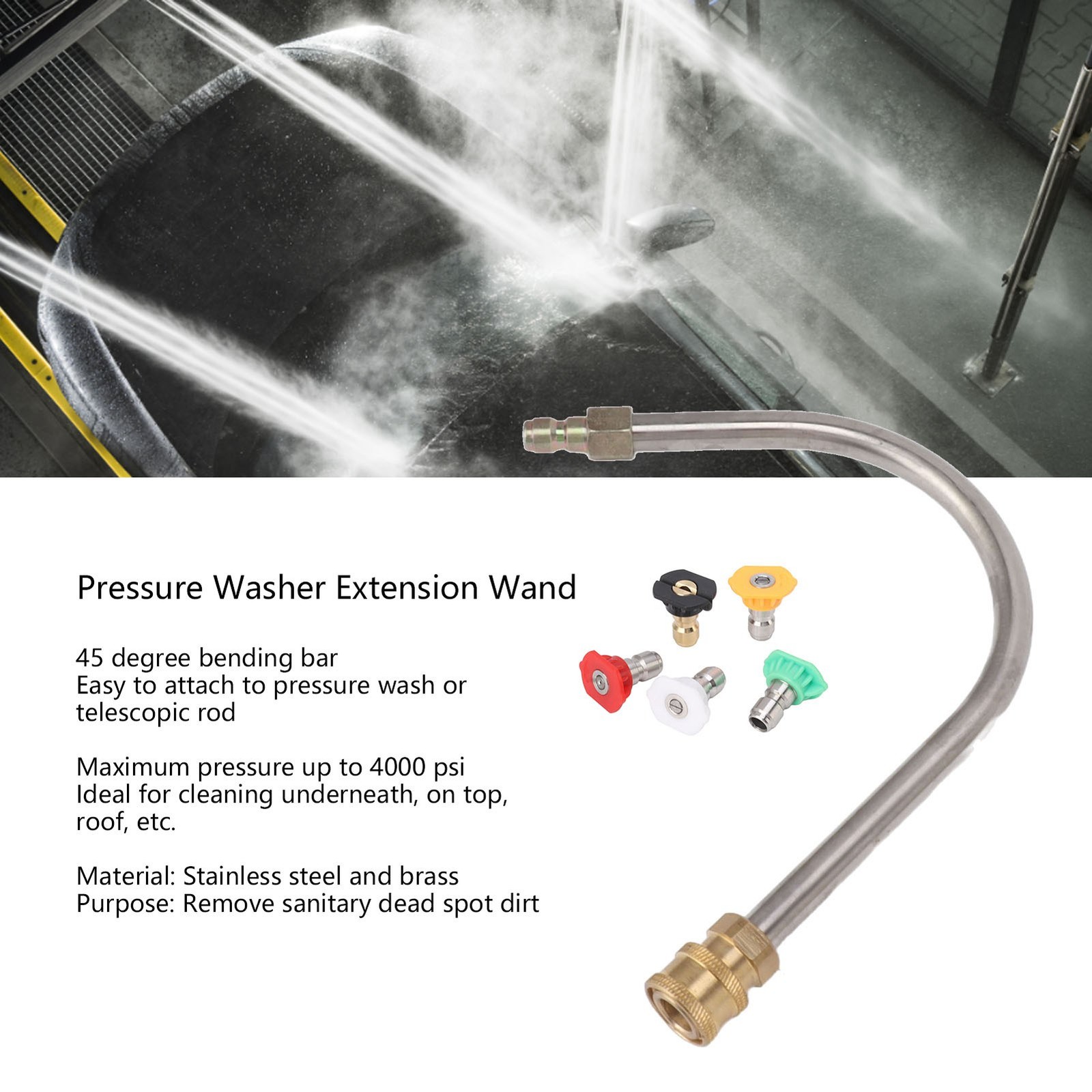 Pressure Washer Extension Wand Stainless Steel Brass 4000psi 1/4 Inch Quick