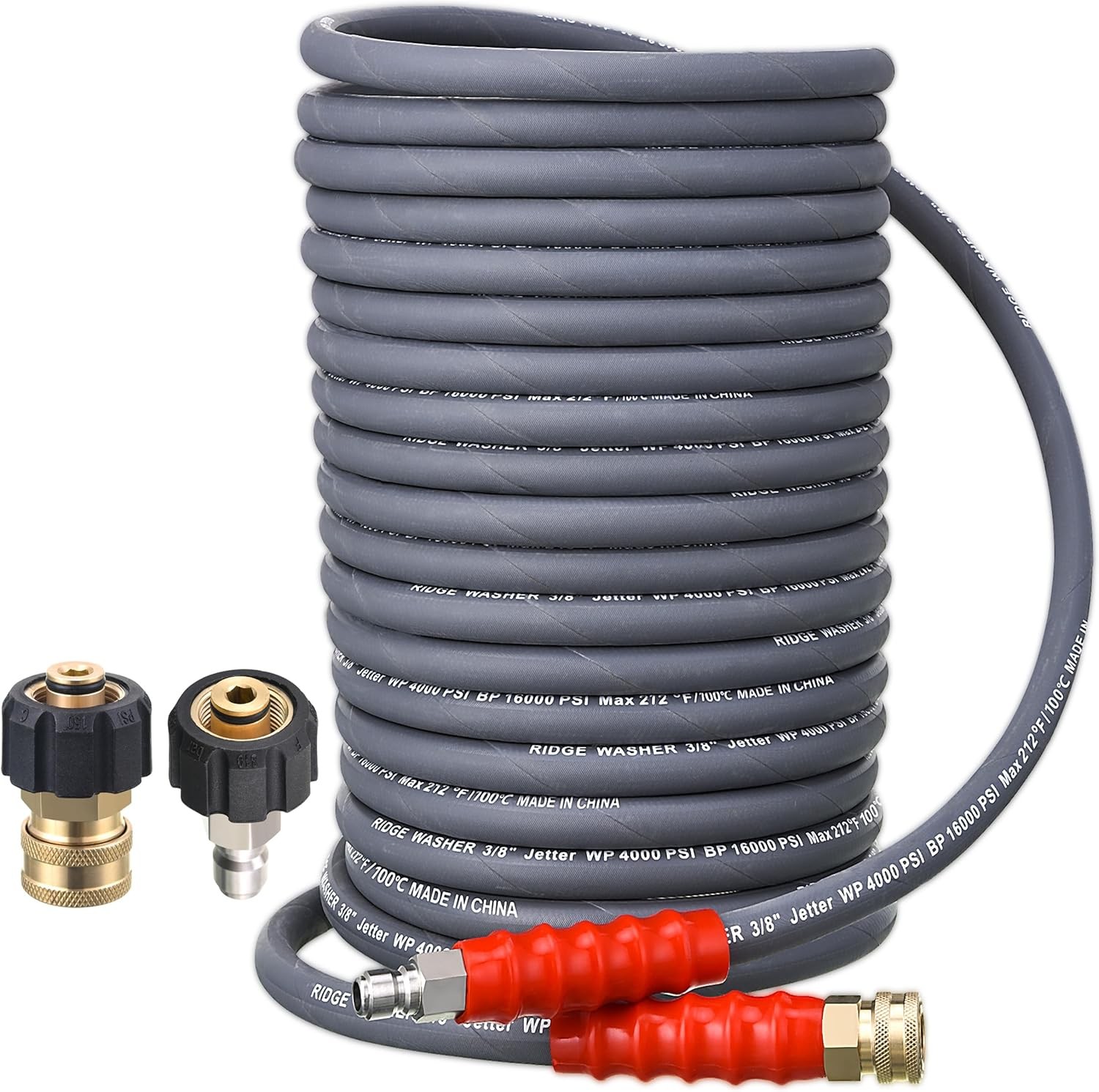 100ft x 3/8in Pressure Washer Hose 4000 PSI Gray