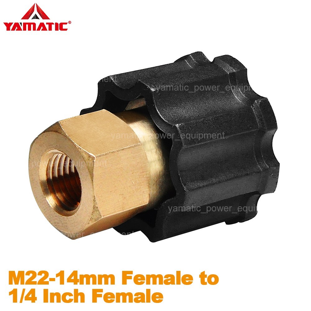 YAMATIC Pressure Washer Adapter, M22-14mm Female Thread to 1/4 Inch Female