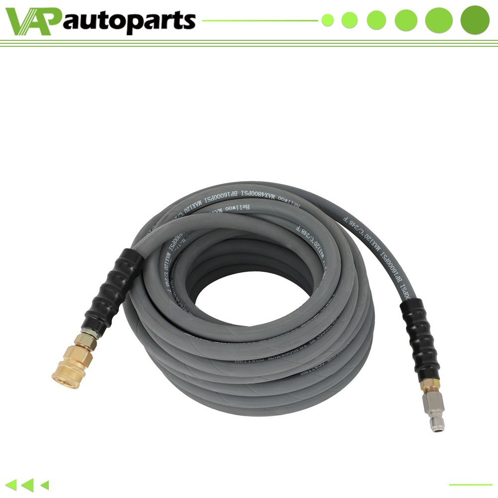50ft 4800PSI High Pressure Power Washer Hose -3/8″ Quick Connect Gray W/Couplers