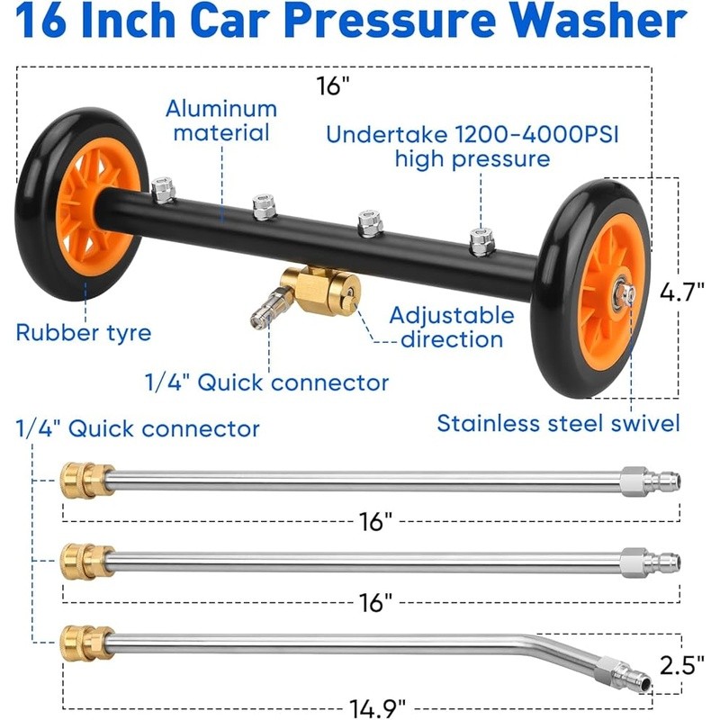 Pressure Washer Undercarriage Cleaner Dual Mode 4000PSI Quick Connect Wand New