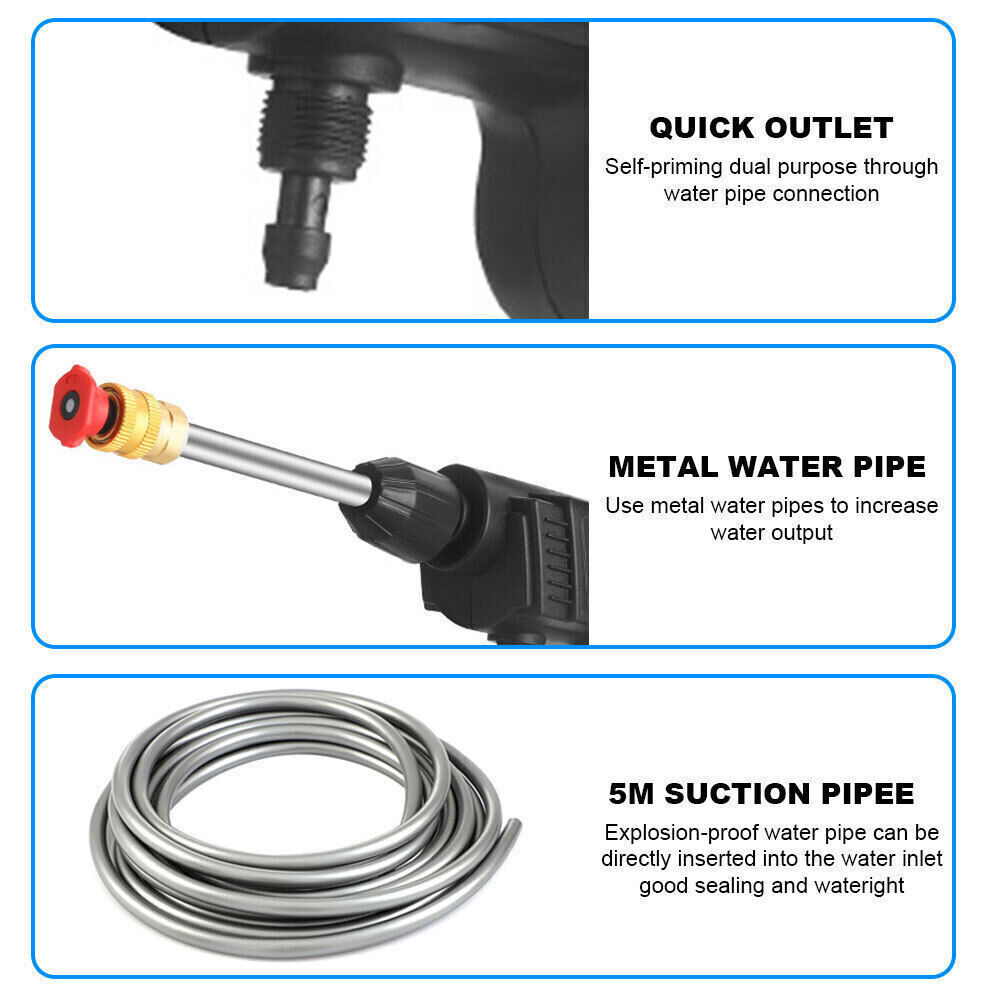460W Electric Cordless High Pressure Water Spray Cars Gun Washer Cleaner Yard