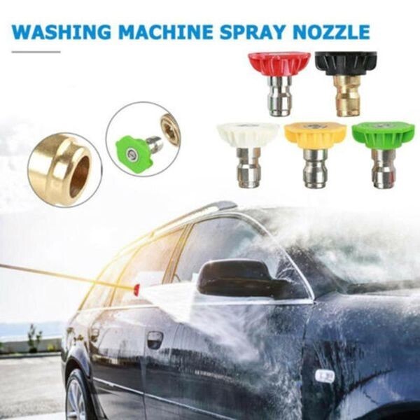 5Pcs Quick Connect 1/4″ Set Pressure Washer Spray Tips Nozzles High Power Kit
