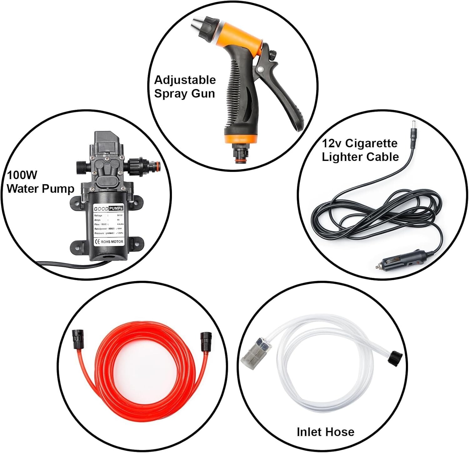 Hidrolavadora eléctrica inteligente portátil de 100 W, 160 PSI, 12 V, potente ki