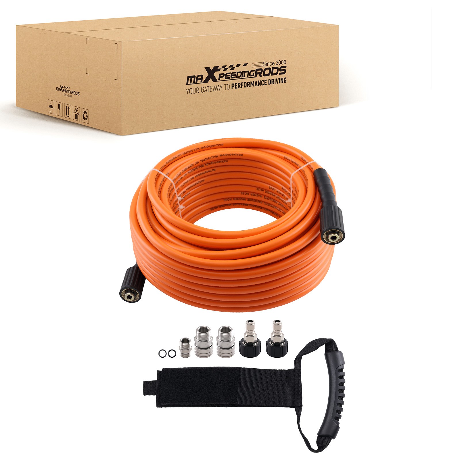 100FT 5800PSI Pressure Washer Hose 1/4″ Kink Resistant Hose w/ Adapter