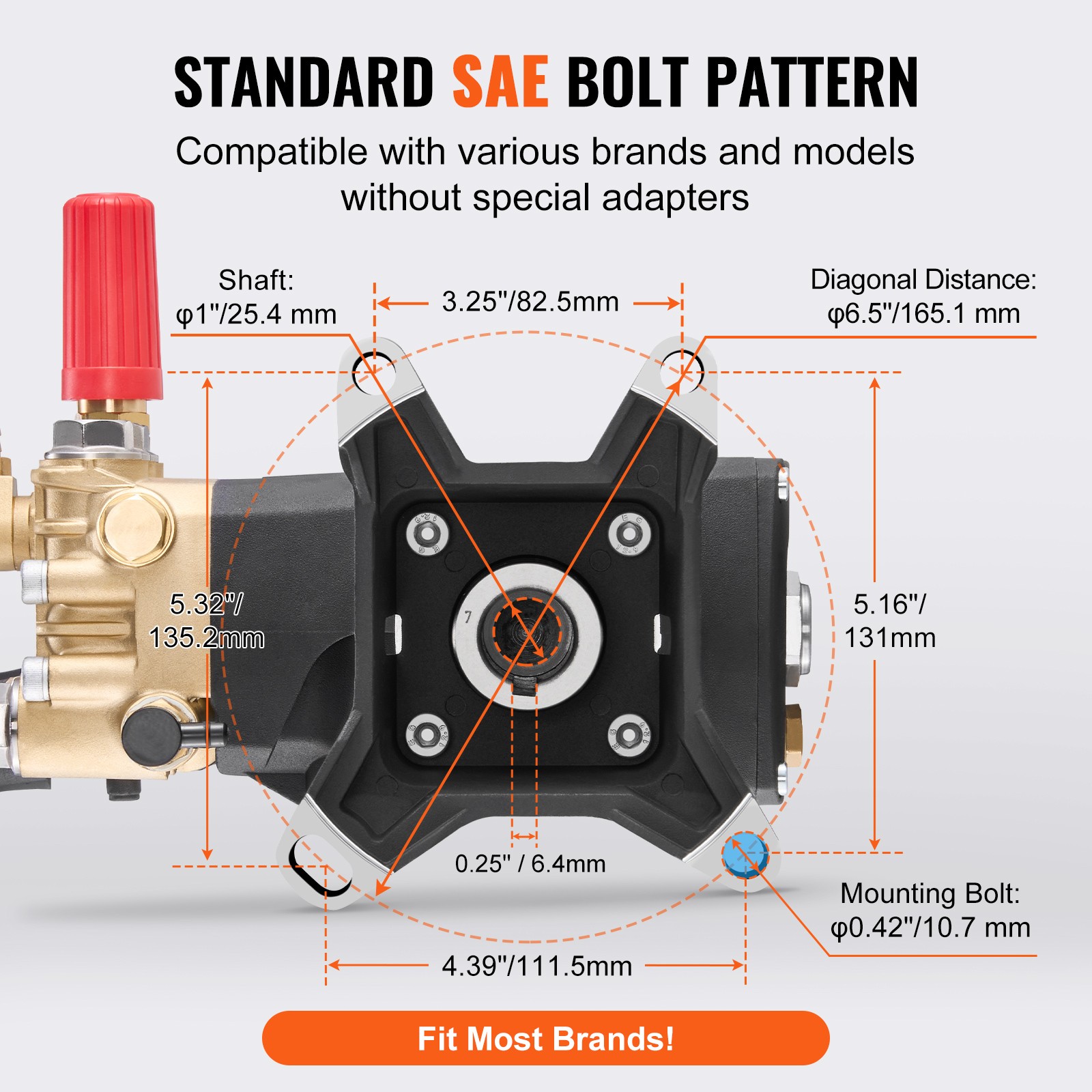 Pressure Washer Pump 1″ Shaft Horizontal Triplex Plunger 4200 PSI 4.2GPM