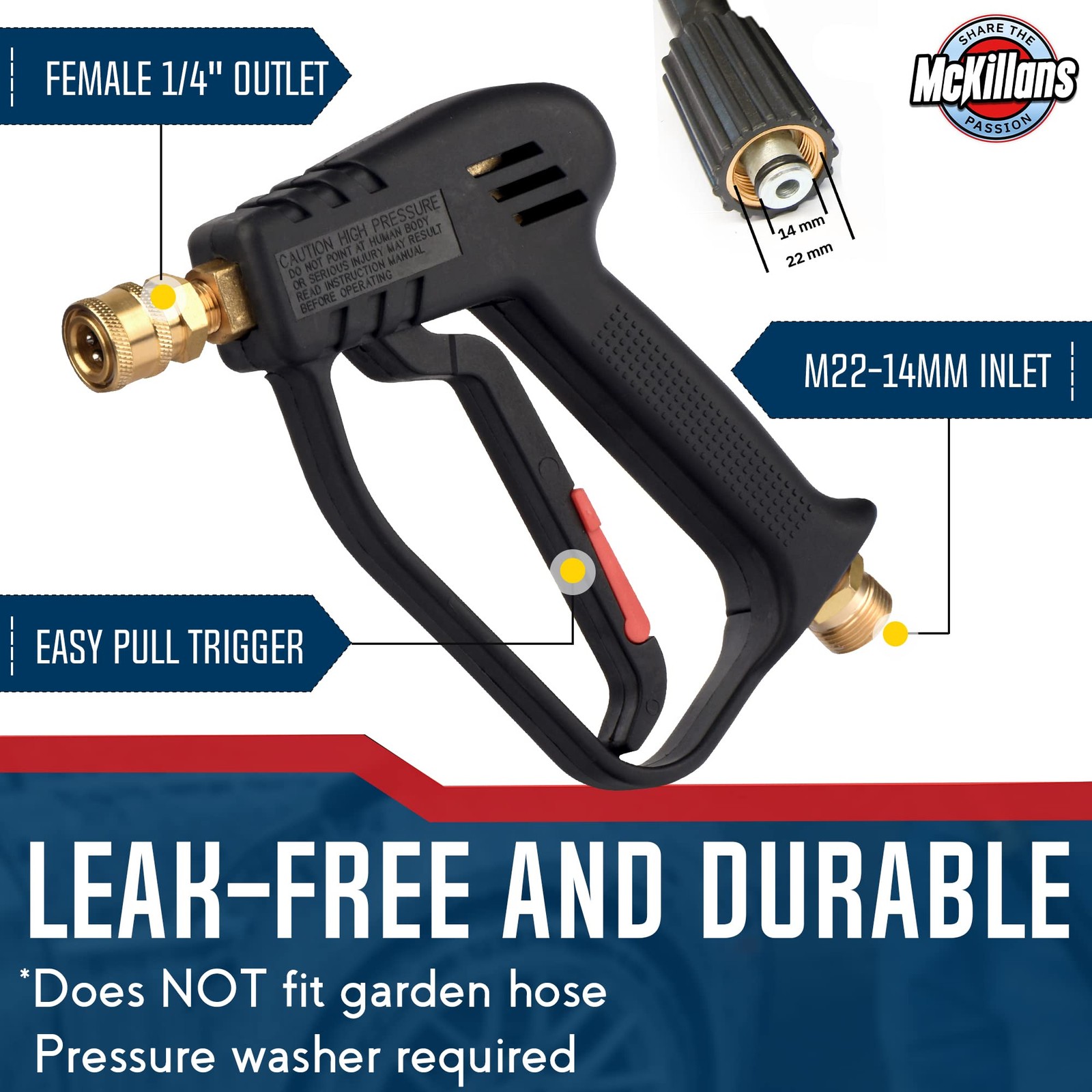 ® Pressure Washer Gun Replacement M22 Inlet with Extension with 1/4” Quick Co…