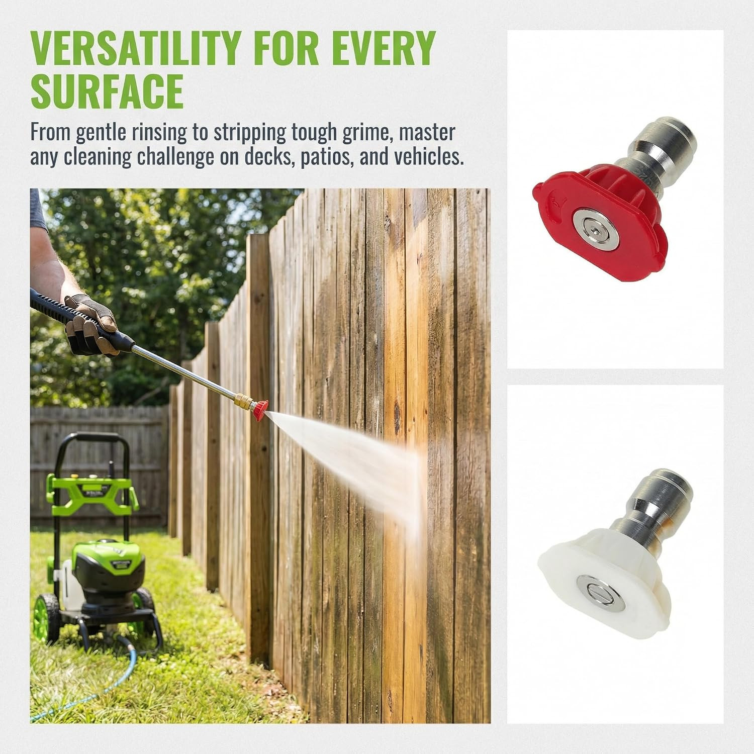 2000 PSI Pressure Washer Nozzles, Replacement for Greenworks Cleaning 5201502
